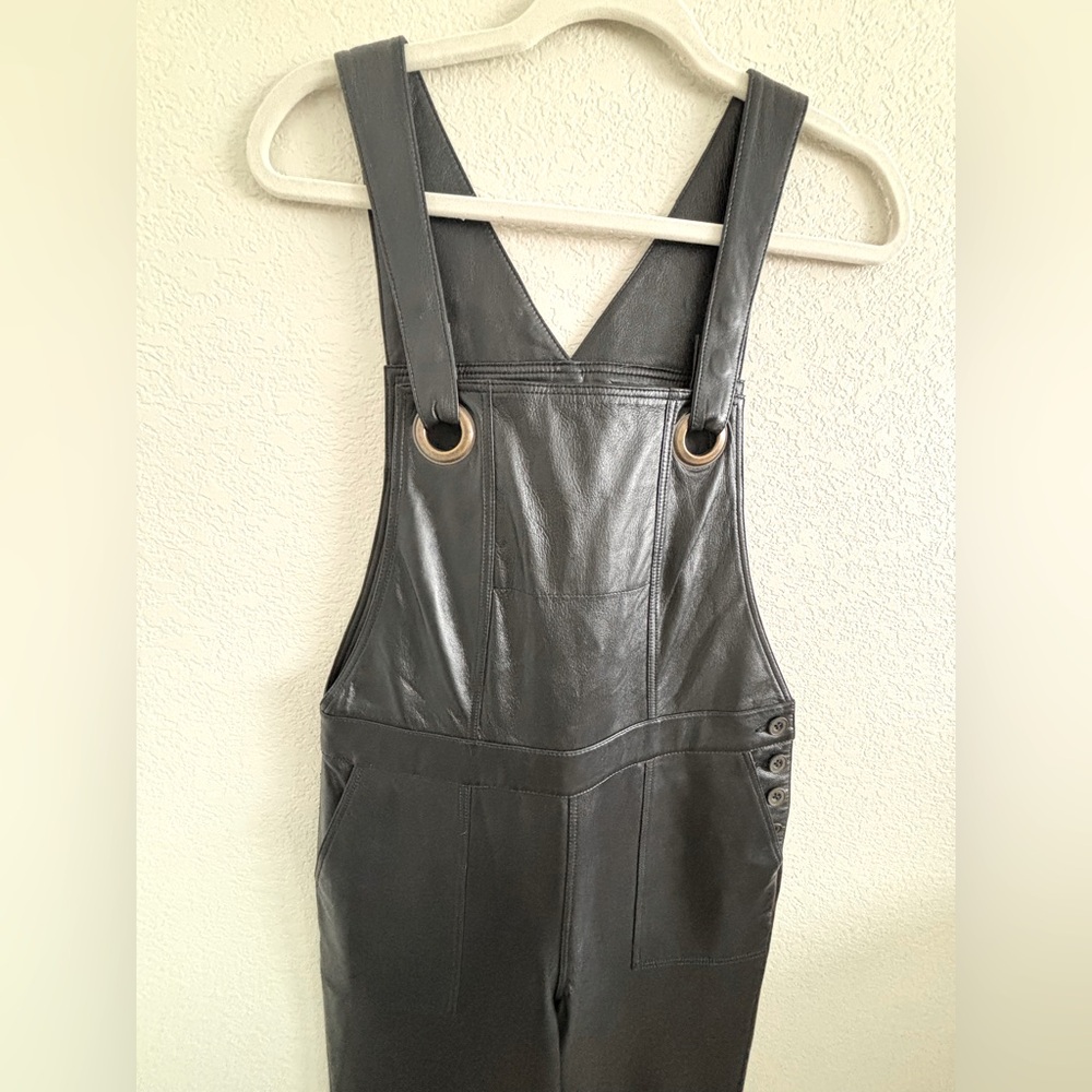 Anthropologie leather overalls - Picture 2 of 8
